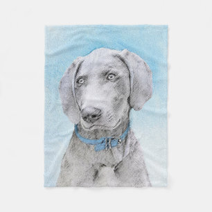 Weimaraner Malerei - Niedliche Original Hunde Kuns Fleecedecke