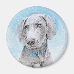 Weimaraner Malerei - Niedliche Original Hunde Kuns Magnet