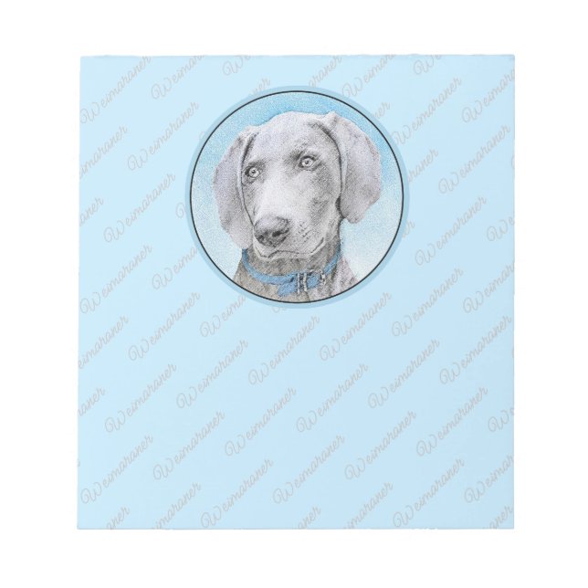 Weimaraner Malerei - Niedliche Original Hunde Kuns Notizblock (Vorderseite)