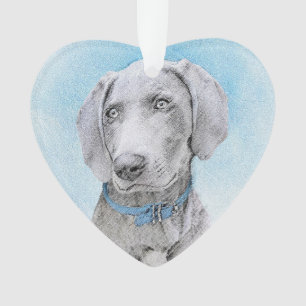 Weimaraner Malerei - Niedliche Original Hunde Kuns Ornament