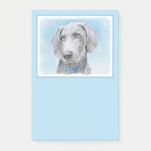 Weimaraner Malerei - Niedliche Original Hunde Kuns Post-it Klebezettel