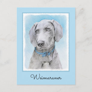 Weimaraner Malerei - Niedliche Original Hunde Kuns Postkarte