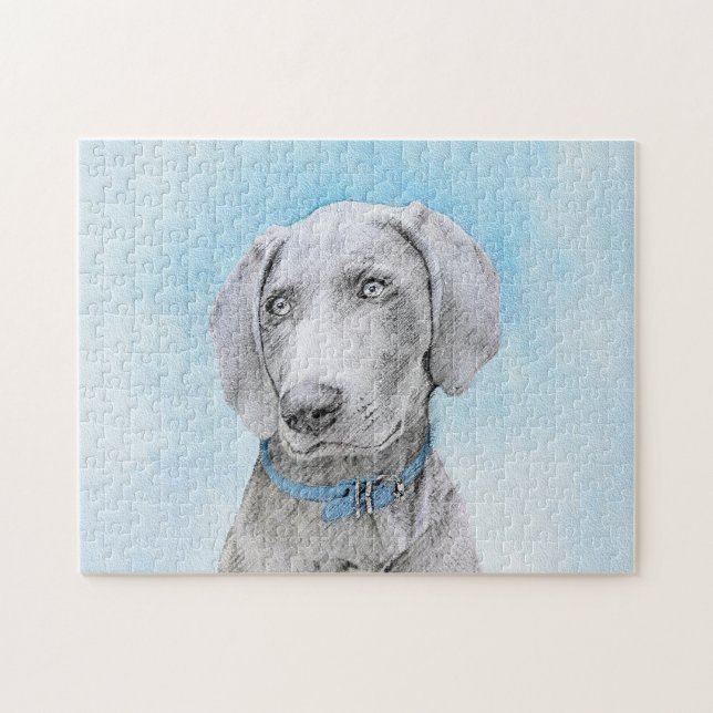 Weimaraner Malerei - Niedliche Original Hunde Kuns Puzzle (Horizontal)