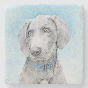 Weimaraner Malerei - Niedliche Original Hunde Kuns Steinuntersetzer