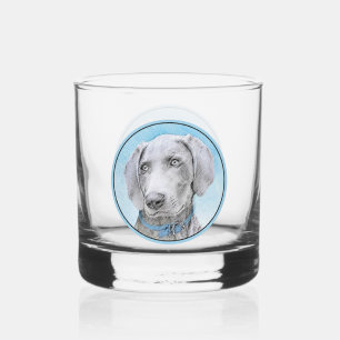 Weimaraner Malerei - Niedliche Original Hunde Kuns Whiskyglas