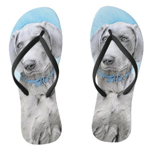 Weimaraner Malerei - Niedliche Original Hundekunst Flip Flops