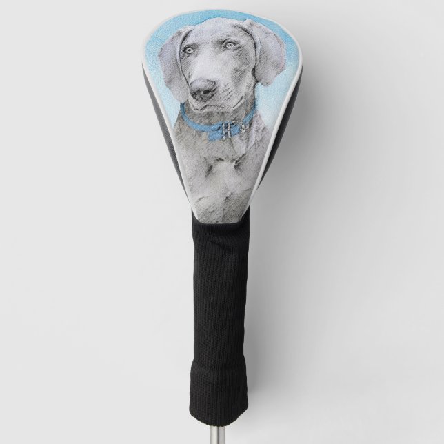 Weimaraner Malerei - Niedliche Original Hundekunst Golf Headcover (Vorderseite)