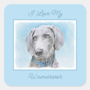 Weimaraner Malerei - Niedlicher Original Hund Art  Quadratischer Aufkleber