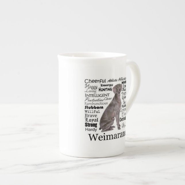 Weimaraner Merkmal-Knochen-China-Tasse Prozellantasse (Vorderseite Rechts)