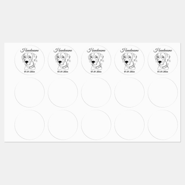 Weimaraner Minimalist Line Art personalized brand Etiketten (Blatt)