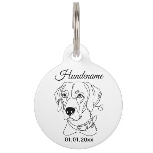 Weimaraner Minimalist Line Art Personalized Tag Haustiermarke