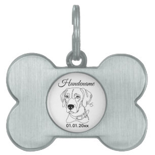 Weimaraner Minimalist Line Art Personalized Tag Tiermarke