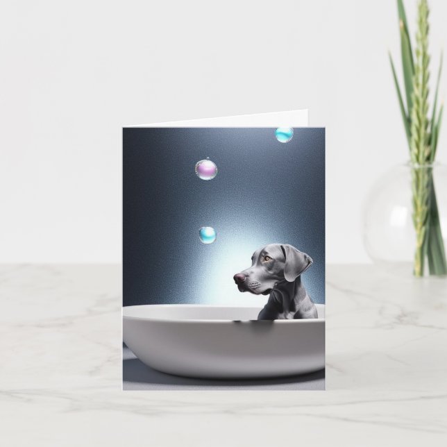 Weimaraner mit Blasen-Grußkarte Karte (Vorderseite)