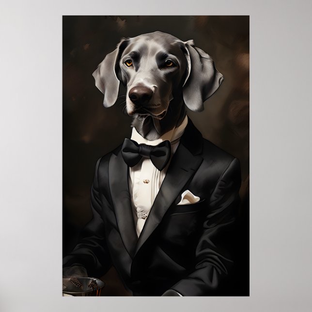 Weimaraner mit einem Tuxedo Vertikal Poster (Vorne)