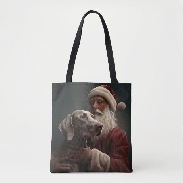 Weimaraner mit Weihnachtsmann Weihnachten (Vorderseite)