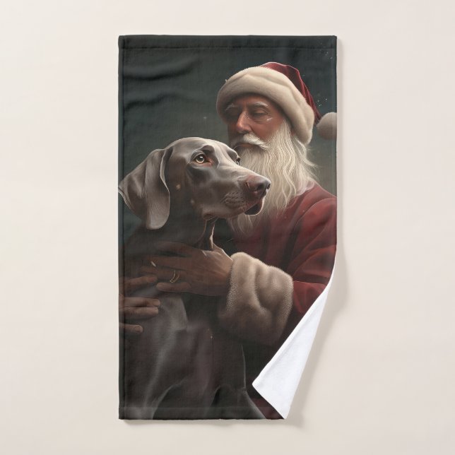 Weimaraner mit Weihnachtsmann Weihnachten Badhandtuch Set (Handtuch)