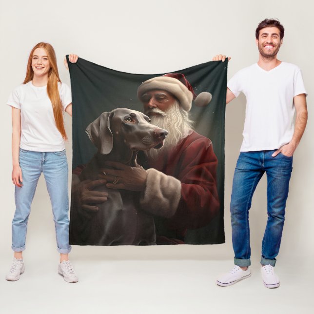 Weimaraner mit Weihnachtsmann Weihnachten Fleecedecke (Beispiel)