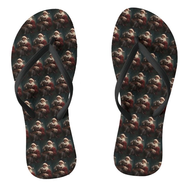Weimaraner mit Weihnachtsmann Weihnachten Flip Flops (Fußbett)