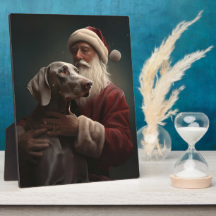 Weimaraner mit Weihnachtsmann Weihnachten Fotoplatte
