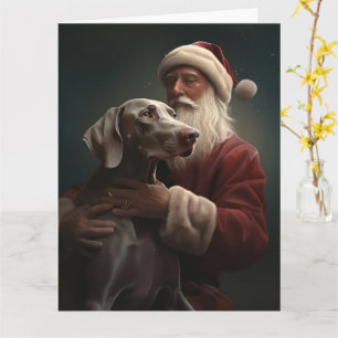 Weimaraner mit Weihnachtsmann Weihnachten Karte