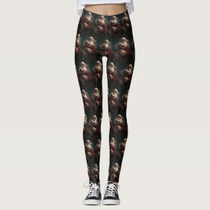 Weimaraner mit Weihnachtsmann Weihnachten Leggings
