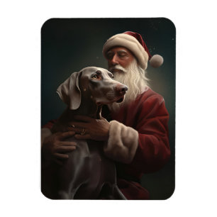 Weimaraner mit Weihnachtsmann Weihnachten Magnet