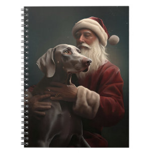 Weimaraner mit Weihnachtsmann Weihnachten Notizblock