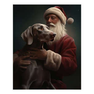 Weimaraner mit Weihnachtsmann Weihnachten Poster