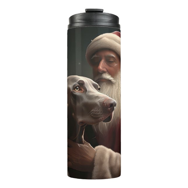 Weimaraner mit Weihnachtsmann Weihnachten Thermosbecher (Vorderseite)