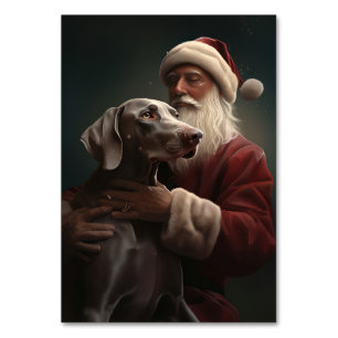 Weimaraner mit Weihnachtsmann Weihnachten Tischnummer