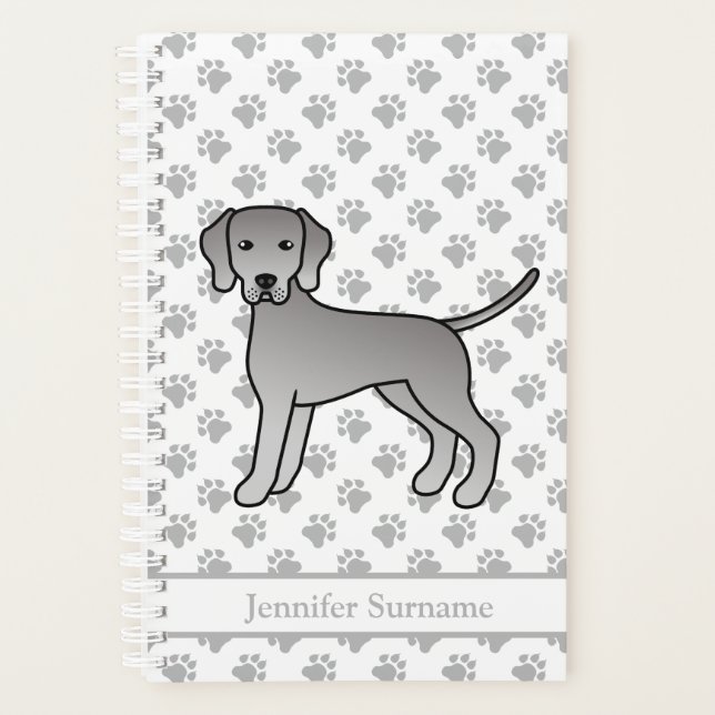 Weimaraner Niedlicher Cartoon Dog Design und Paste Planer (Vorderseite)