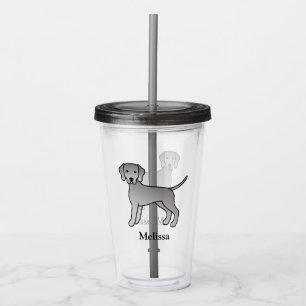 Weimaraner Niedlicher Cartoon Hund mit Individuell Acryltrinkbecher