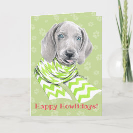 Weimaraner niedlicher Welpe mit Schal Dog Portrait Feiertagskarte