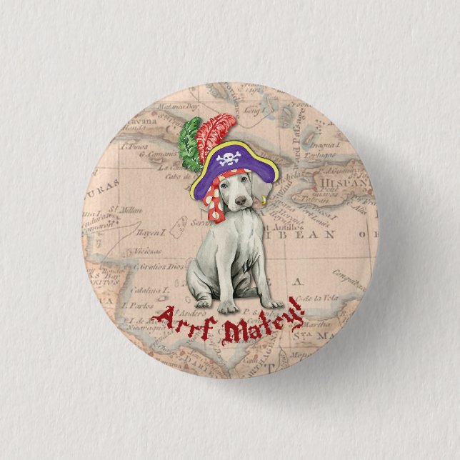 Weimaraner Pirate Button (Vorderseite)