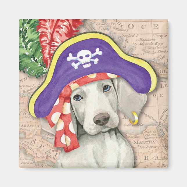 Weimaraner Pirate Magnet (Vorne)