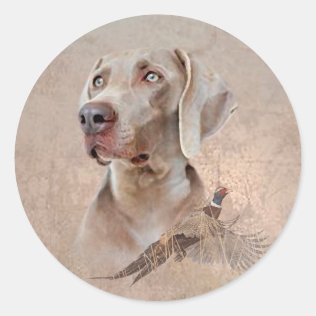 Weimaraner Poster Canvas Print Tapestes Acryl Pr Runder Aufkleber (Vorderseite)
