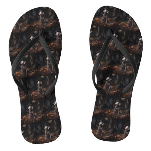 Weimaraner Pumpkins Halloween Beängstigend Flip Flops