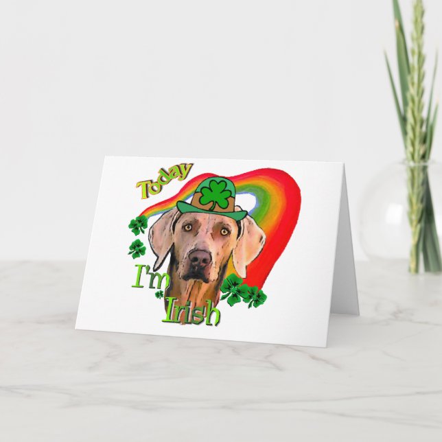 Weimaraner Saint Patricks Karte (Vorderseite)