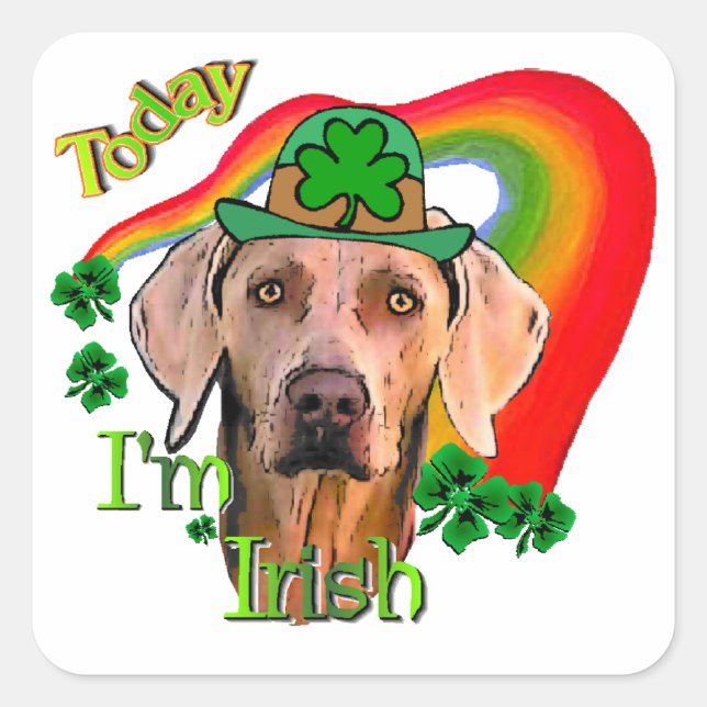 Weimaraner Saint Patricks Quadratischer Aufkleber (Vorderseite)