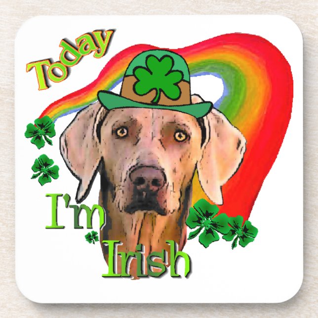 Weimaraner Saint Patricks Untersetzer (Vorderseite)