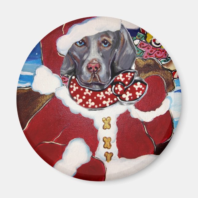 Weimaraner Santa Magnet (Vorne)