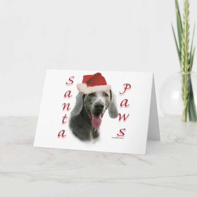 Weimaraner Santa Paws Feiertagskarte (Vorderseite)