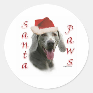 Weimaraner Santa Paws Runder Aufkleber