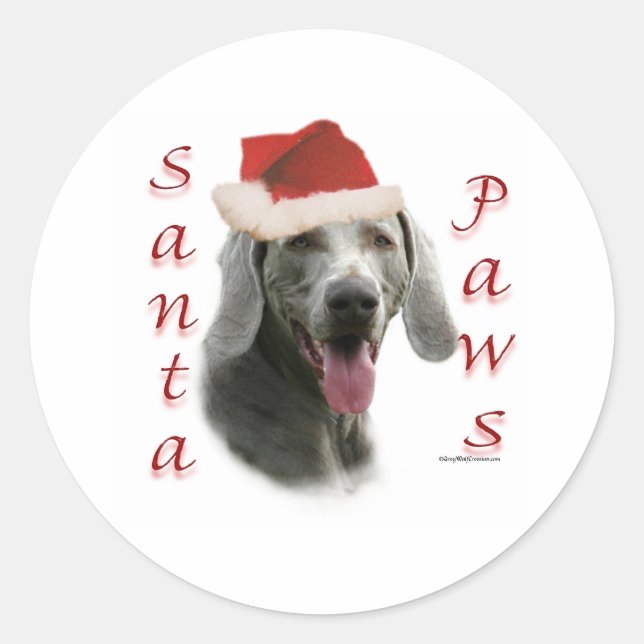 Weimaraner Santa Paws Runder Aufkleber (Vorderseite)