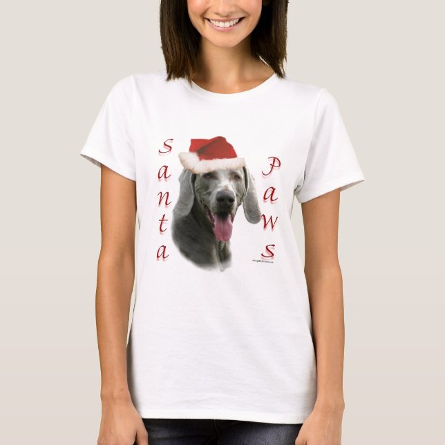 Weimaraner Santa Paws T-Shirt (Vorderseite)