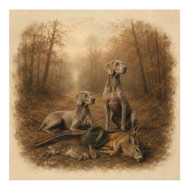 Weimaraner – Silberner Geisterjäger  Fotodruck (Vorne)