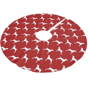 Weimaraner Silhouette-Muster-Rot Polyester Weihnachtsbaumdecke