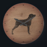 Weimaraner Silhouette Rustikal Große Wanduhr<br><div class="desc">Weiche Lover's Wall Clock. Holzdesign ist bedruckt,  nicht echtes Holz.</div>