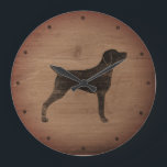 Weimaraner Silhouette Rustikal Große Wanduhr<br><div class="desc">Weiche Lover's Wall Clock. Holzdesign ist bedruckt,  nicht echtes Holz.</div>