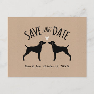 Weimaraner Silhouetten, die Save the Date Wedding Ankündigungspostkarte